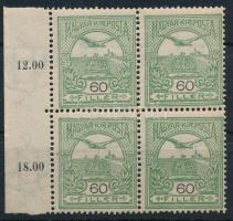 1906 Turul 60f luxus ívszéli négyestömb 4. vízjelállás (296.000++)