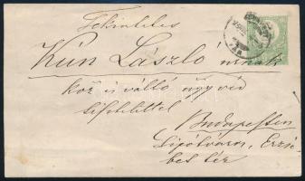 1875 3kr díjjegyes boríték budapesti helyi levélként (50.000)