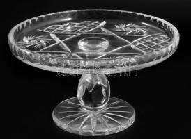 Ólomkristály talpas tortatál, hibátlan, d: 23 cm, m: 13 cm