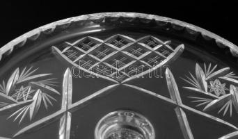 Ólomkristály talpas tortatál, hibátlan, d: 23 cm, m: 13 cm