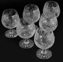 Ólomkristály brandy pohár garnitúra, 6 darab, hibátlan, m: 13 cm
