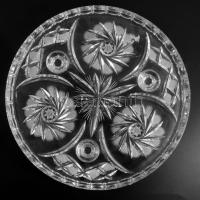 Ólomkristály kínáló, 3 lábon, hibátlan, d: 25 cm