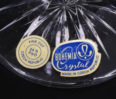 Bohemia ólomkristály talpas pohár szett, gazdag díszítéssel, 6 darab, dobozában, m: 17 cm