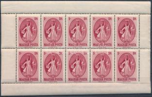 1949 Puskin tízes ív végigfutó fogazással (100.000) (fogelválások, ívszélen falc / aparted perfs., hinged on the margin)