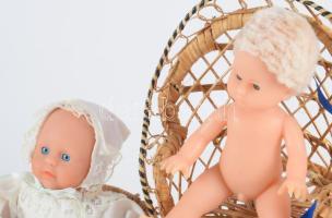 2 db játék baba, egyik jelzett kb 16 cm