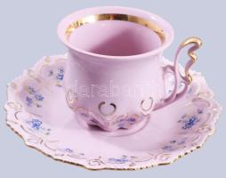 H&amp;C vintage krémrózsaszín csésze alátéttel, jelzett, hibátlan, d: 14 cm