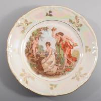 Kahla zsánermintás irizáló egyszemélyes reggeliző szett, jelzett, kis kopással, d: 19,5 cm