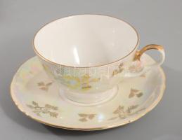 Kahla zsánermintás irizáló egyszemélyes reggeliző szett, jelzett, kis kopással, d: 19,5 cm