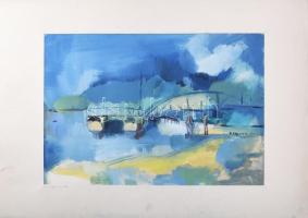 Tóth jelzéssel: Hajóállomás. Tempera, papír. Paszpartuban. 34x49,5 cm