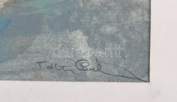 Tóth jelzéssel: Hajóállomás. Tempera, papír. Paszpartuban. 34x49,5 cm