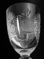 Ólomkristály talpas likőröspohár garnitúra, 6 darab, hibátlan, m: 13 cm