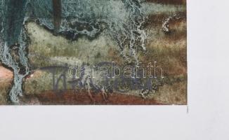 Tóth Péter (-): Vízparti táj. Akvarell, papír. Paszpartuban. 29x39 cm