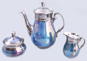 Ezüstözött 3 részes szervírozó készlet, hibátlan, m: 23 cm alatt