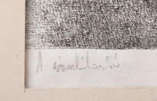 Bényi Árpád (1931-2006): A zászlótartó. Monotípia, papír. Jelzett. Paszpartuban. 37x49,5 cm