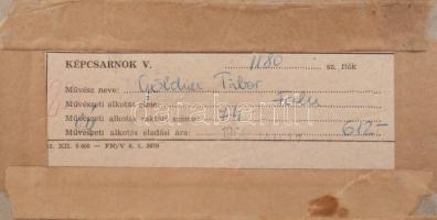 Göldner Tibor (1929-2013): Vízparti falu, 1962. Vegyes technika, papír. Jelzett. Hátoldalán Képcsarn...