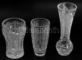 3 darab ólomkristály váza, hibátlan, m: 21 cm alatt