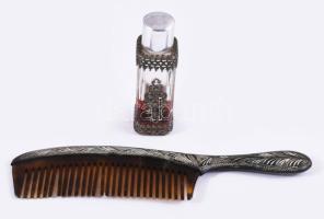 Régi pipere szett, közte parfümös üveg tartalommal