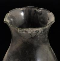 Gyertyatartó, üveg búrával, m: 16 cm