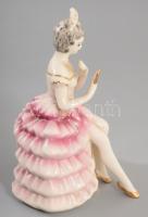 Barokk hölgy porcelán figura, jelzés nélkül, hibátlan, m: 15 cm