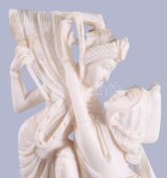 Faragott csont szobor, fa talapzaton, m: 16 cm