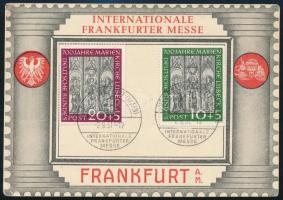 NSZK 1951 Marienkirche sor Mi 139-140 a Frankfurti vásár emléklapján alkalmi bélyegzéssel