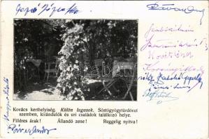 Nyíregyháza-Sóstóhegy, Kovács vendéglő kerthelyisége, étterem. Fényképezte Elek József (szakadás / tear)