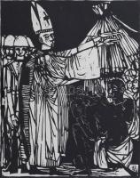 Kondor Béla(1931-1972): Jelenet. Fametszet, papír. Utólagos jelzéssel. Üvegezett keretben. 13x11 cm