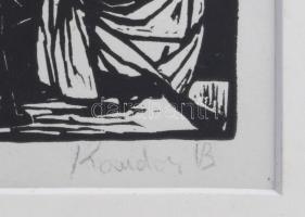 Kondor Béla(1931-1972): Jelenet. Fametszet, papír. Utólagos jelzéssel. Üvegezett keretben. 13x11 cm
