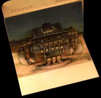 Budapest VI. Operaház este, kihajtható térbeli képeslap. Képzőművészeti Alap (szakadás / tear)