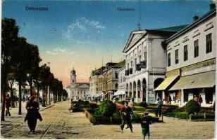 1922 Debrecen, Városháza, utca, mezítlábas gyerekek, Tóth Kályha és vasbútor raktára, Csillag Arthur üzlete (EK)