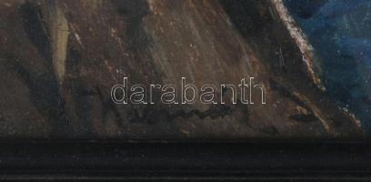 Kasznár Ring Jenő (1875-1945): Pipázó kalapos férfi portréja. Olaj, fa, jelzett. Dekoratív, üvegezet...