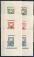 1951 80 éves a magyar bélyeg 6 db blokk sor (360.000)