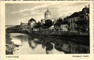1940 Nagyvárad, Oradea; Körösparti részlet, zsinagóga / Cris riverside, synagogue (EM)