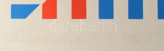 Rákóczy Gizella (1947-2015): Geometrikus kompozíció (cím nélkül), 1982. Szitanyomat, papír. Jelzett....