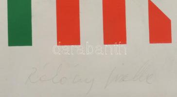 Rákóczy Gizella (1947-2015): Geometrikus kompozíció (cím nélkül), 1982. Szitanyomat, papír. Jelzett....