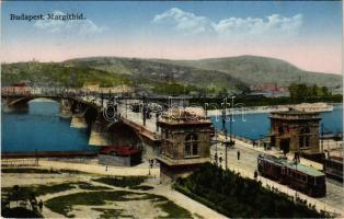 1940 Budapest XIII. Margit híd, vámházak, villamos (EK)