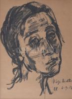 Oskar Kokoschka (1886-1980): Kätje Richter portréja. Litográfia, papír. Jelzett a litográfián. Üvegezett fakeretben. 26,5x19,5 cm