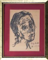 Oskar Kokoschka (1886-1980): Kätje Richter portréja. Litográfia, papír. Jelzett a litográfián. Üvege...