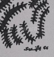 Szeift Béla (1944-2012): Kompozíció, 1966. Tus, papír, jelzett, lap teteje papírra kasírozva, 23x20,...