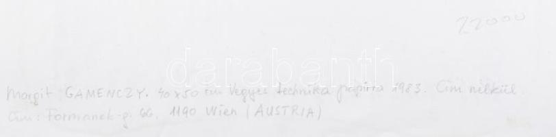 Gamenczy Margit (1937-2009): Cím nélkül, 1983. Vegyes technika, papír, jelzett, 50x39,5 cm