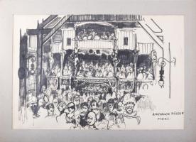 Jelzés nélkül: Angyalok földje, mozi. Filctoll, papír. Paszpartuban. 40x60 cm