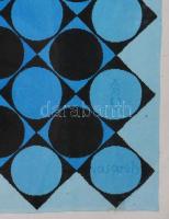 Victor Vasarely (1908-1997): Op-art kompozíció. Ofszet nyomat, papír, jelzett a nyomaton. Üvegezett ...