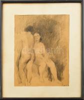 Patkó jelzéssel: Aktok. Ceruza, papír. Üvegezett keretben. 26,5x20 cm