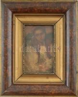 Jelzés nélkül: Portré. Vegye technika, papír, sérült. Üvegezett, kissé kopott fa keretben. 55,5×78 c...