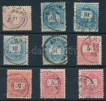 9 db Krajcáros bélyeg szép / olvasható bélyegzésekkel (Gudlin 395 pont)