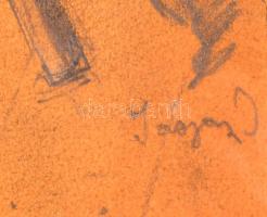 Olvashatatlan jelzéssel: Kótyagosan. Akvarell, ceruza, papír, üvegezett keretben, 25×19 cm