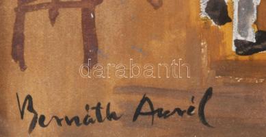 Bernáth Aurél jelzéssel: Festőiskola. Akvarell, ceruza, papír. Lap bal felső sarkában törésnyommal. ...