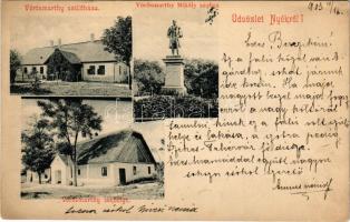 1903 Kápolnásnyék, Kápolnás-Nyék; Vörösmarty Mihály szülőháza és szobra, lakhelye (EB)