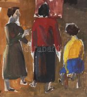 Bernáth Aurél jelzéssel: Festőnövendékek. Akvarell, ceruza, papír. 29,5×22,5 cm. Üvegezett keretben