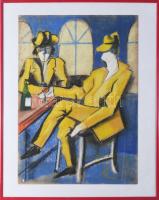 Scheiber jelzéssel: Bárpultnál. Pasztell, papír. 43x30 cm. Üvegezett keretben